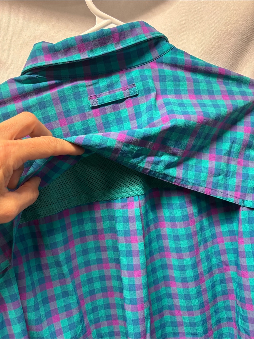 Duluth Trading Co Plaid Button-Down Shirt in Teal and Purple - Picture 5 of 5